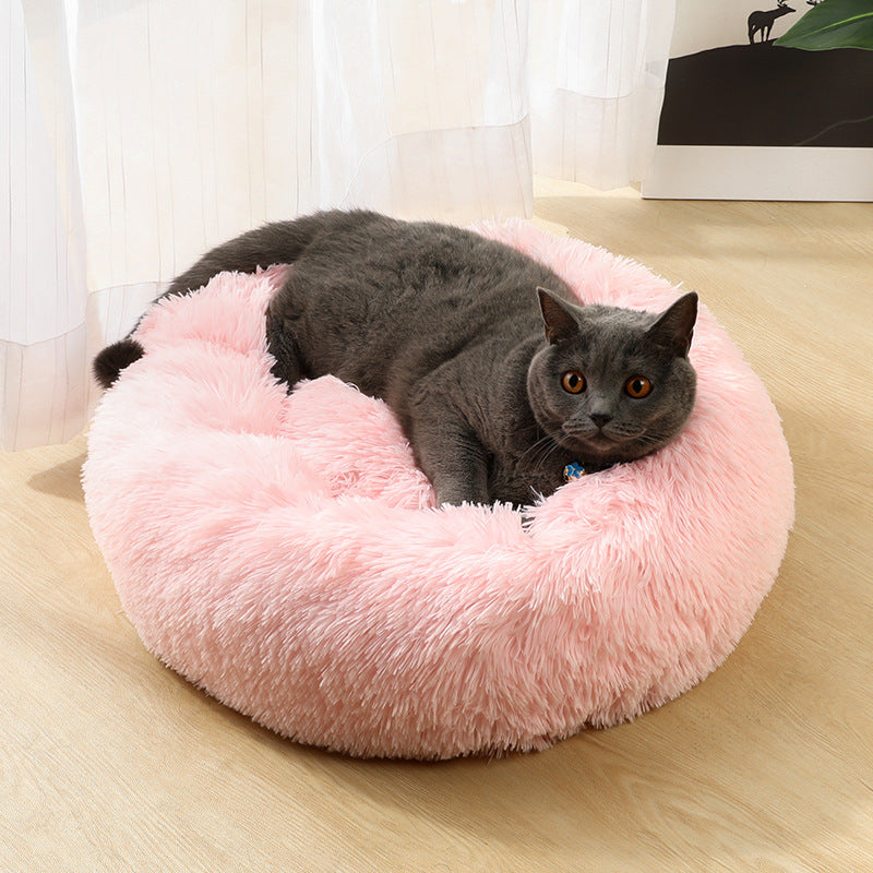 Black-white 50cm Cozy Round Pet Bed - Plush Cat & Dog Bed with Non-Slip Base, Machine Washable