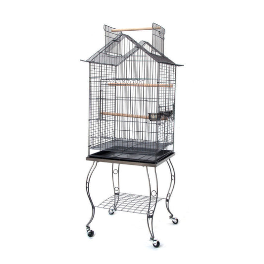 Samland BIRD PARROT CAGE WITH STAND COCKATIEL AMAZON AFRICAN GREY CAIQUE CONURE BLACK