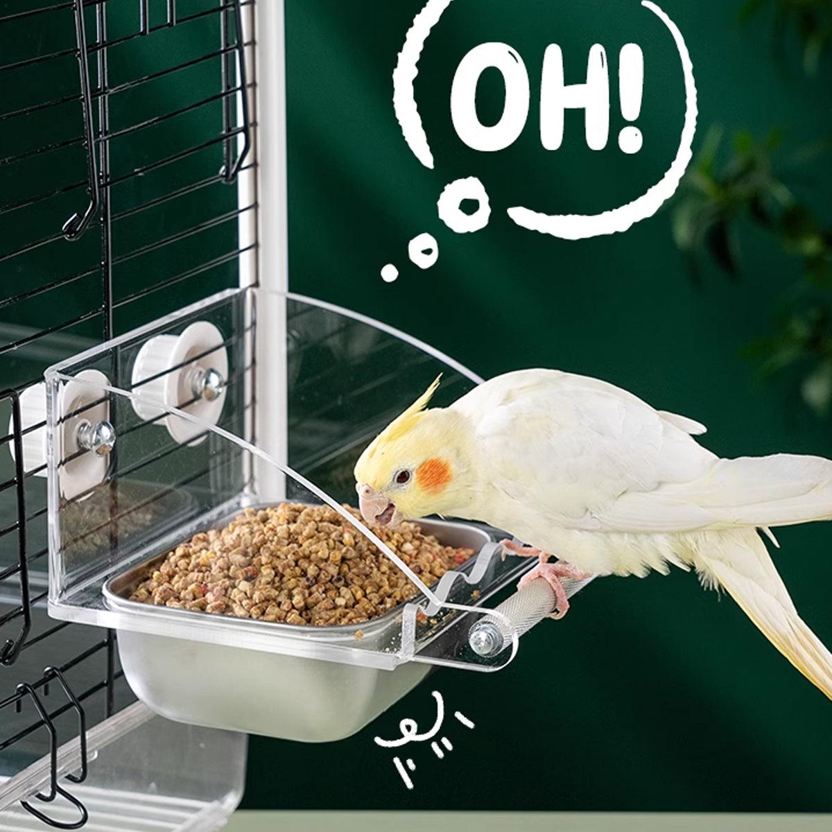 Parrot Stainless Steel Food Bowl Bird Feeder Cage Hanging Dish for Pet Birds - S