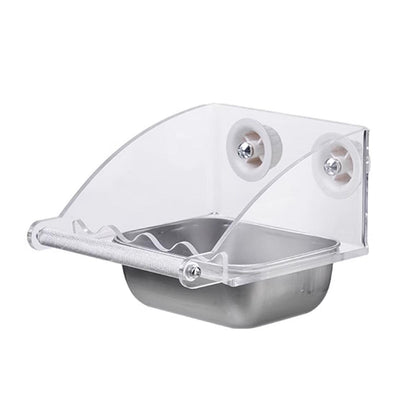 Parrot Stainless Steel Food Bowl Bird Feeder Cage Hanging Dish for Pet Birds - S