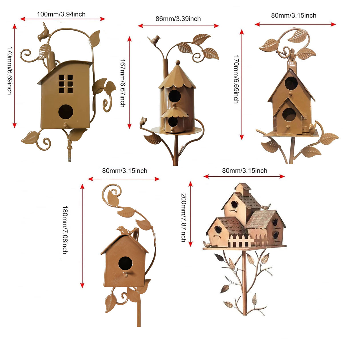 Birdhouse Garden Stakes Outdoor Yard Ornaments for Lawn and Garden Decoration - A