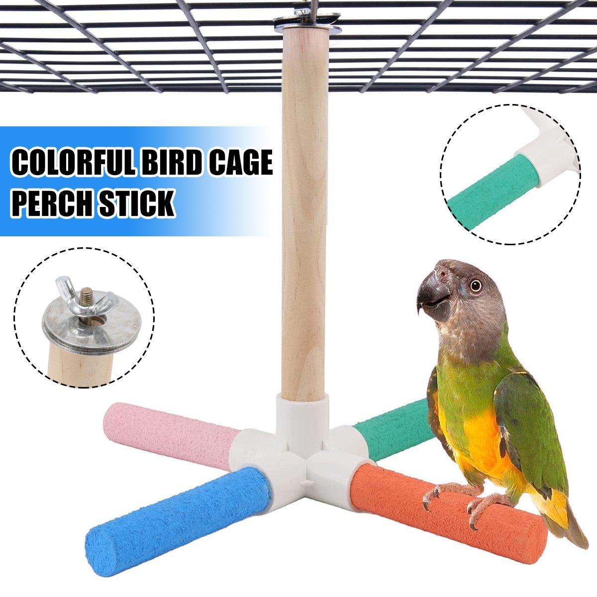 Parrot Toy Bird Stand Colorful Umbrella Perch Claw Grinding Stick 4 Colours