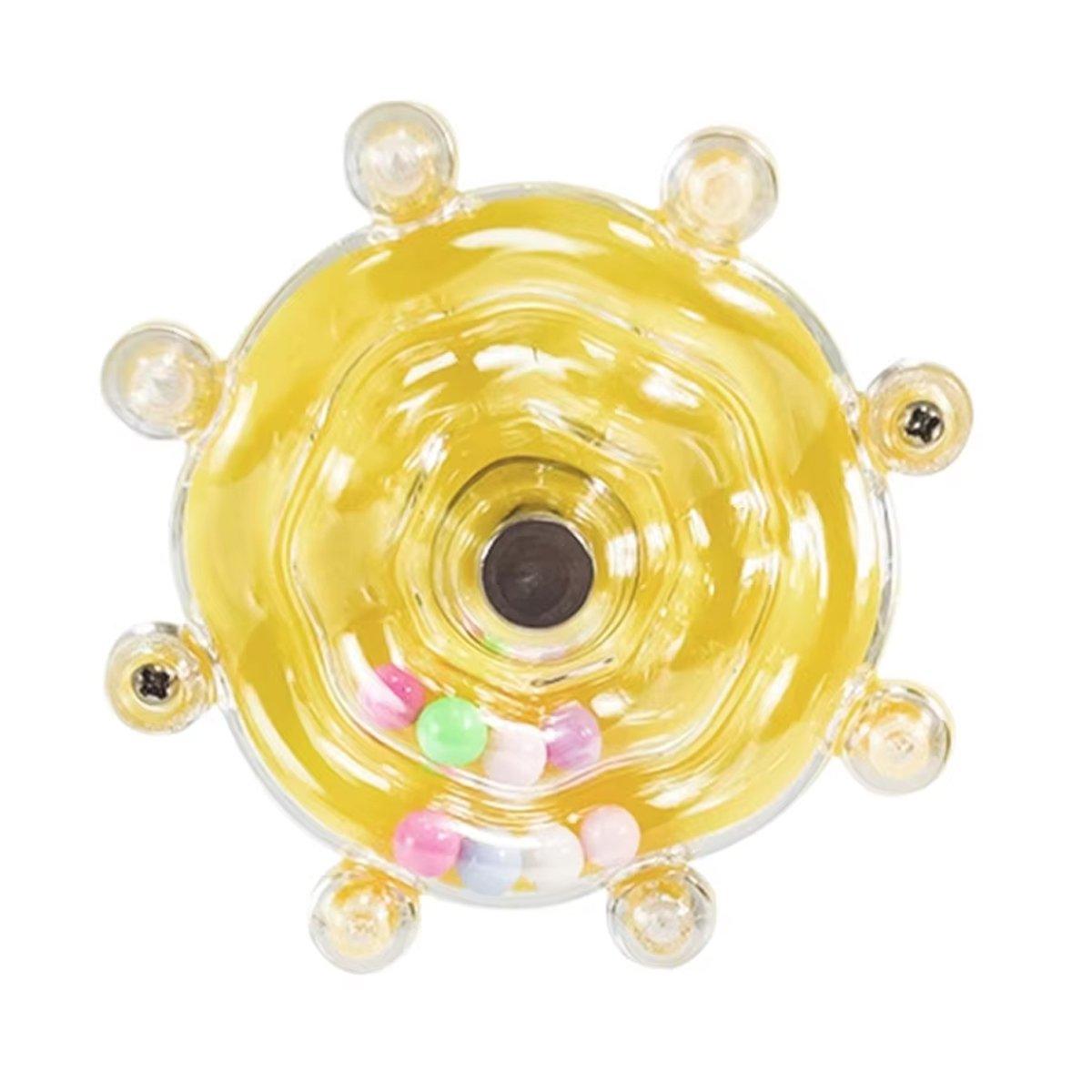 Interactive Parrot Spinning Wheel Stress Relief Toy for Small Birds Durable - Yellow