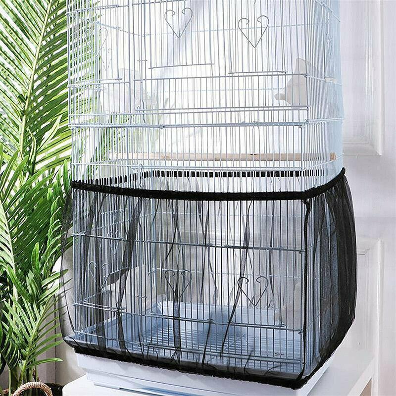 S Size Shell Skirt Mesh Cover Pet Bird Cage Guard Nylon Net Seed Catcher - White
