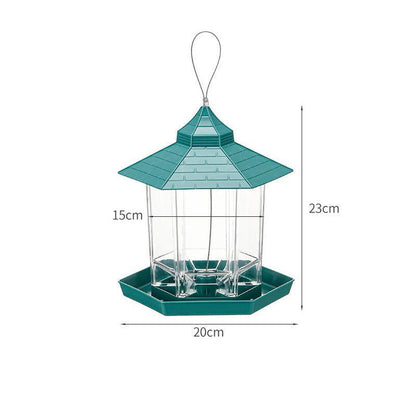 Garden Hanging Wild Bird Feeder Birds Gazebo Shape Container Waterproof Outdoor - Green