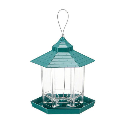 Garden Hanging Wild Bird Feeder Birds Gazebo Shape Container Waterproof Outdoor - Green