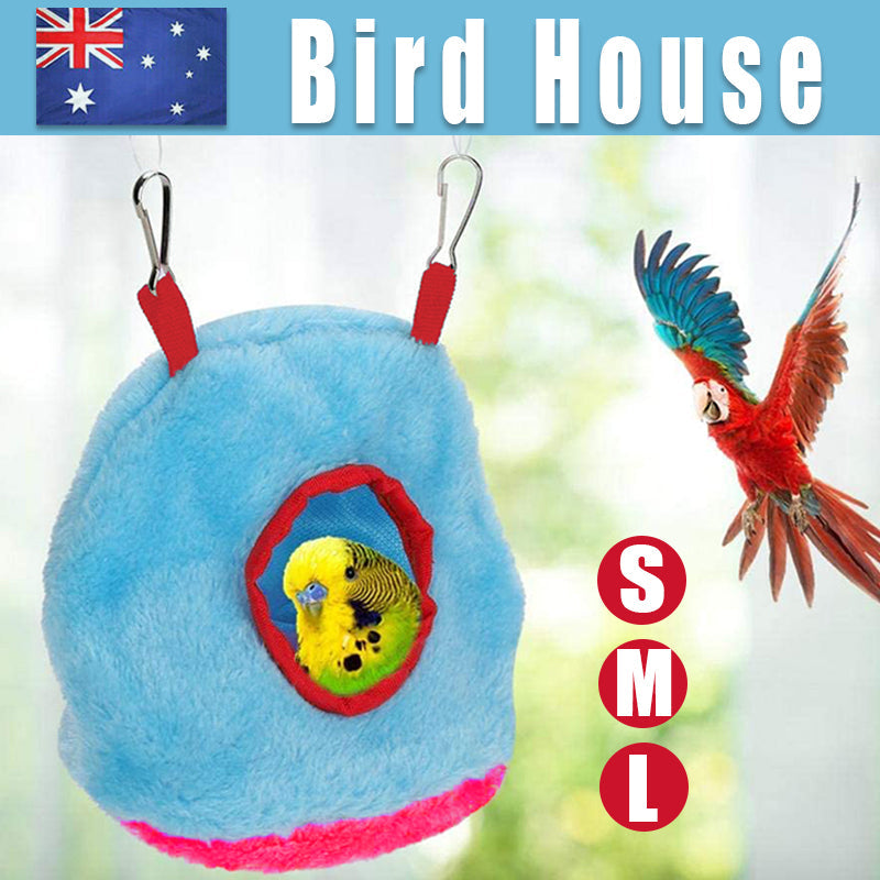 Plush Hanging Bird Nest Bed Cage Hammock for Parrots and Small Birds - M