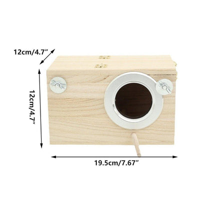 Natural Wooden Breeding Box Durable Parrot Hatching Box Nesting Box for Birds