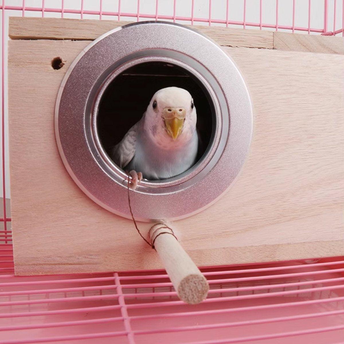 Wooden Nest Bird Breeding Box Parakeet Parrot Cockatiel Cage Nesting House S M L - S-19.5*12*12cm