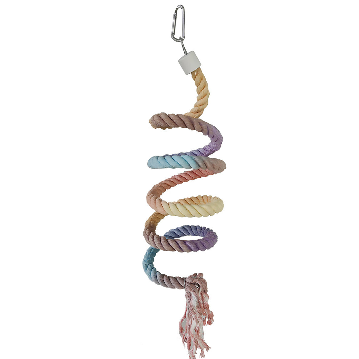 Bird Climbing Rope Toy Cotton Spiral Ladder Parrot Cage Hanging Swing Pet Toy - Colourful