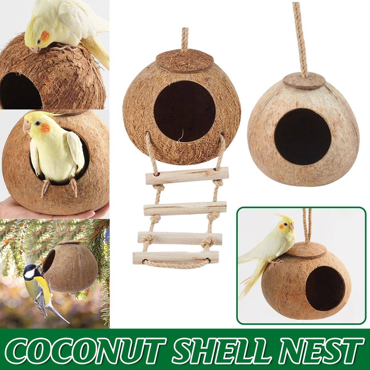 Lanyard Birdhouse Parrot Coconut Nest Bed Hanging Bird Cage for Small Birds - Stairs type