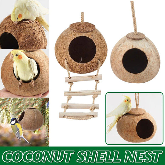 Lanyard Birdhouse Parrot Coconut Nest Bed Hanging Bird Cage for Small Birds - Stairs type