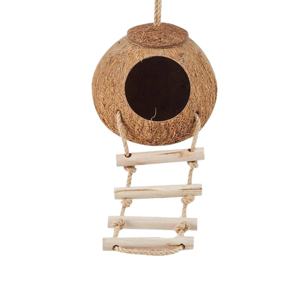 Lanyard Birdhouse Parrot Coconut Nest Bed Hanging Bird Cage for Small Birds - Stairs type