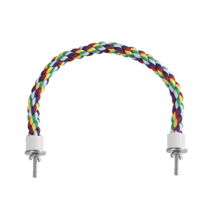 Parrot Rope Perch Colourful Bird Cage Toy Cotton Bungee Swing for Pet Birds - 60CM