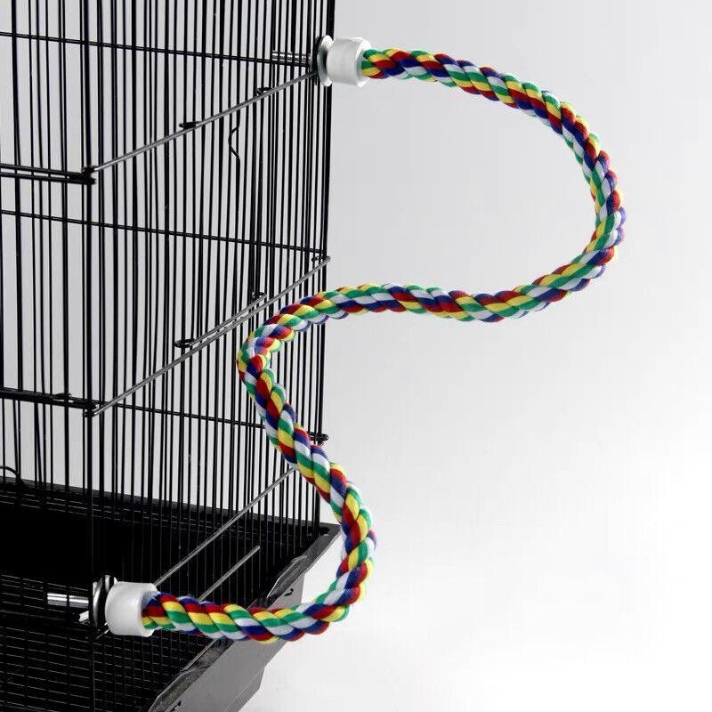 Parrot Rope Perch Colourful Bird Cage Toy Cotton Bungee Swing for Pet Birds - 60CM