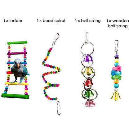10pcs Parrot Toys Set Swing Ladder Chew Bell Toys for Cockatiels Budgies Cages