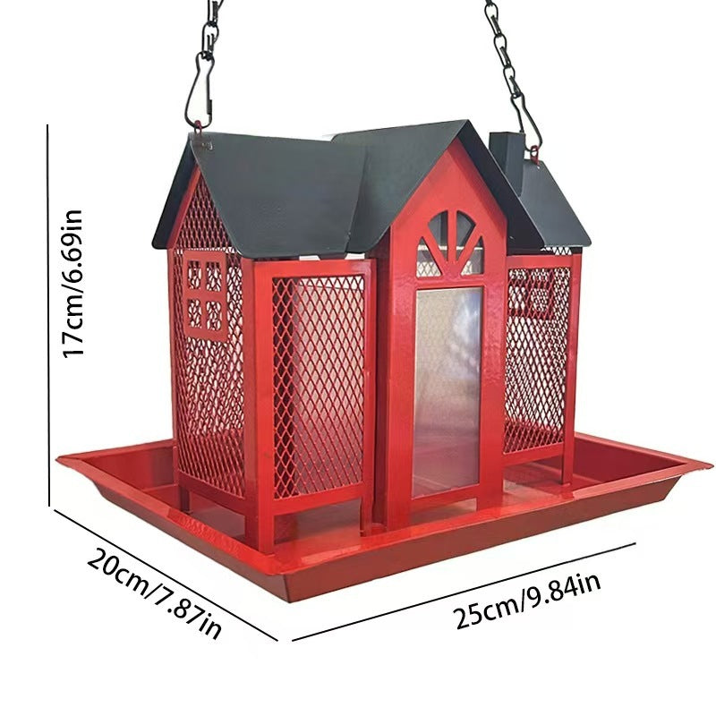 Charming House-Shaped Hanging Bird Feeder - Durable Metal Design for Wild Birds(yellow)