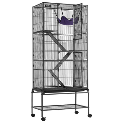 VEVOR 69" Metal Small Animal Cage 4-Tier Rolling Ferret Cage with Tray 3 Ramps