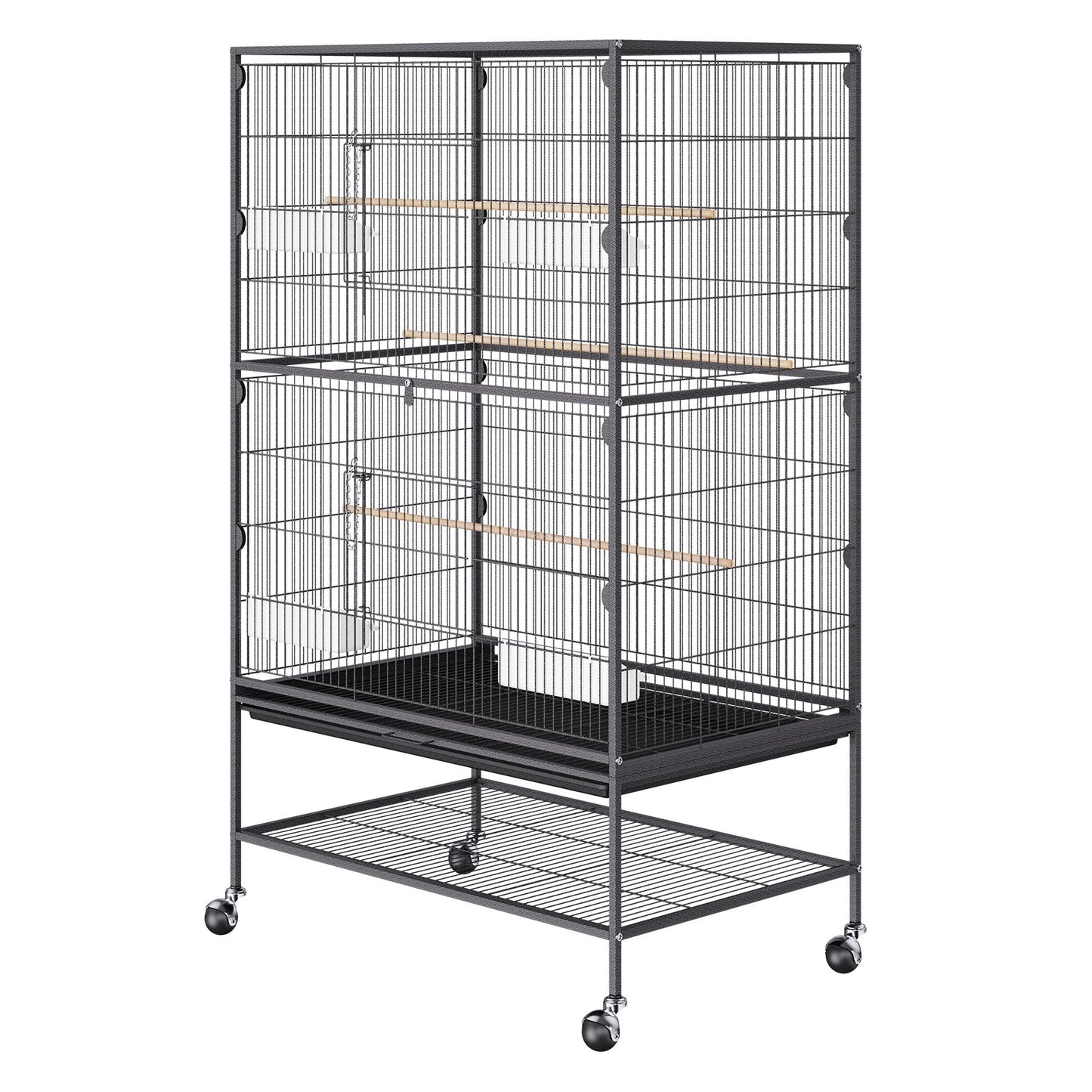 VEVOR 52 inch Standing Large Bird Cage, Carbon Steel Flight Bird Cage for Parakeets, Cockatiels, Parrots, Macaw with Rolling Stand and Tray